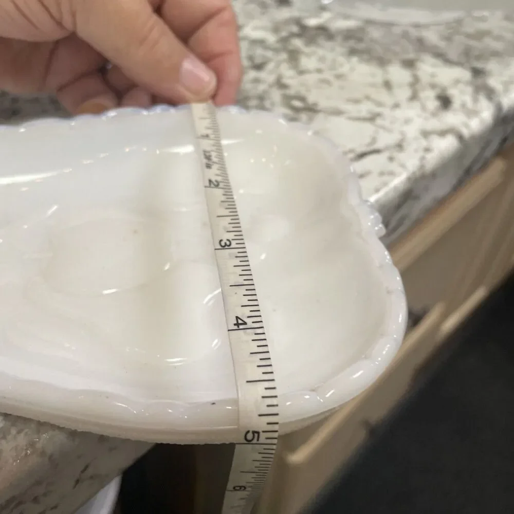 Vintage 1950s Hazel Atlas Pear-Shaped Milk Glass Dish